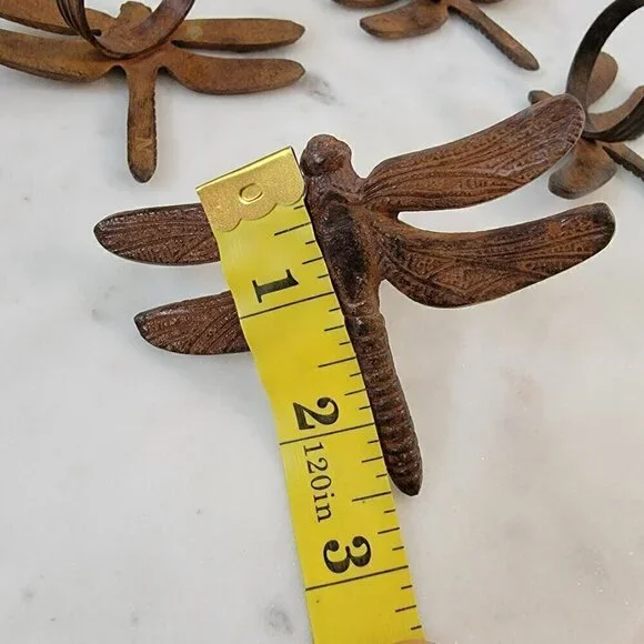 Four Dragonfly Napkin Ring Holders - Bronze Colored - Art Nouveau Style - Picture 6 of 7